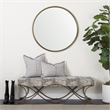 Mercana Ayla Light And Dark Gray Fabric Seat W/ Antique Gold Metal Frame Bench