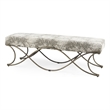 Mercana Ayla Light And Dark Gray Fabric Seat W/ Antique Gold Metal Frame Bench