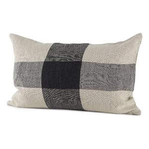 Mercana Raquel 13L X 21W Beige And Black Fabric Plaid Decorative Pillow Cover