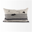 Mercana Thalia Fabric Striped And Fringed Decorative Pillow Cover Black/Beige