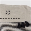Mercana Thalia Fabric Striped And Fringed Decorative Pillow Cover Black/Beige
