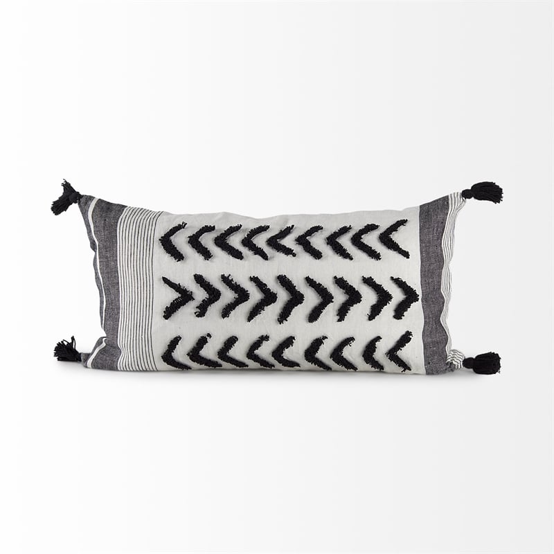 Mercana Kimia Fabric Herringbone Decorative Pillow Cover in White/Black