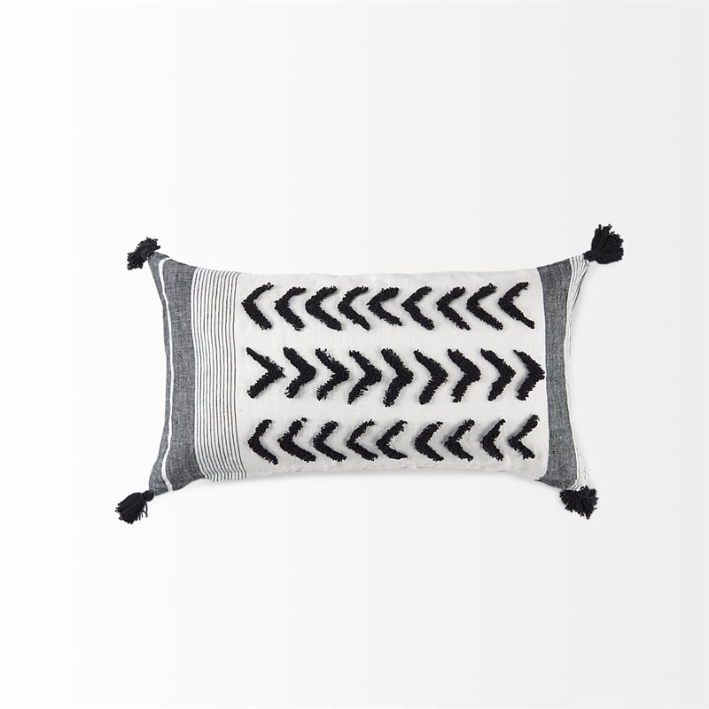 Mercana Kimia Fabric Herringbone Decorative Pillow Cover in White/Black