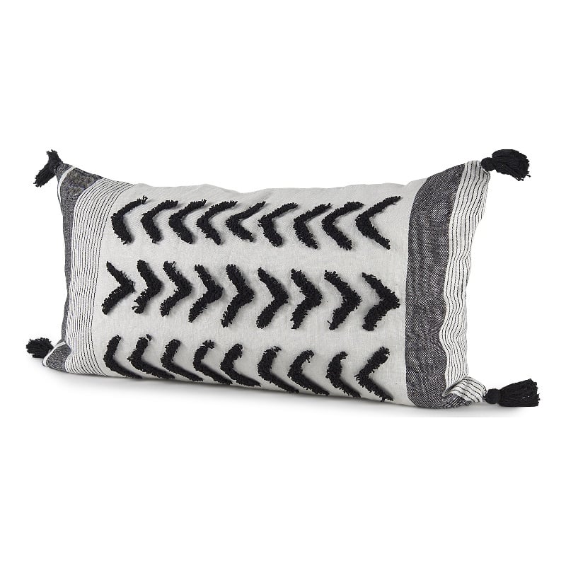 Mercana Kimia Fabric Herringbone Decorative Pillow Cover in White/Black