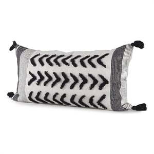 Mercana Kimia Fabric Herringbone Decorative Pillow Cover in White/Black
