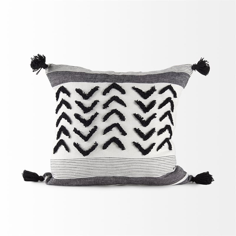 Mercana Kimia Fabric Herringbone Decorative Pillow Cover in White/Black