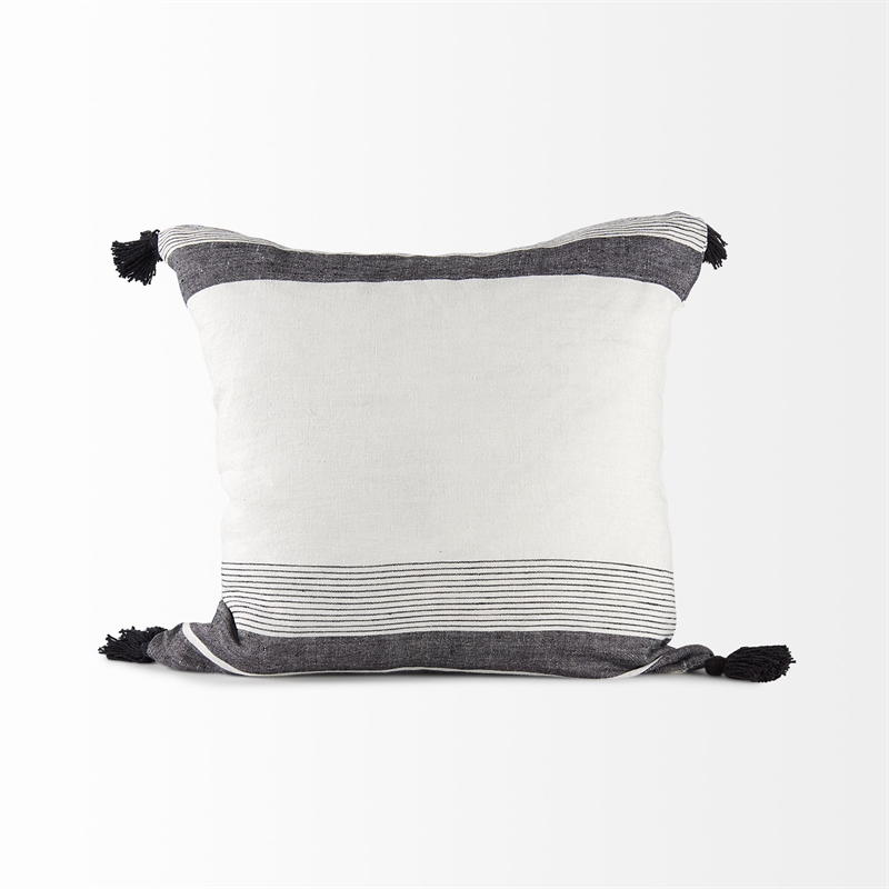 Mercana Kimia Fabric Herringbone Decorative Pillow Cover in White/Black