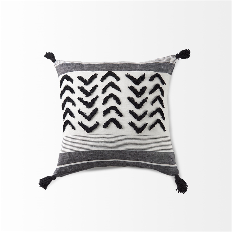 Mercana Kimia Fabric Herringbone Decorative Pillow Cover in White/Black