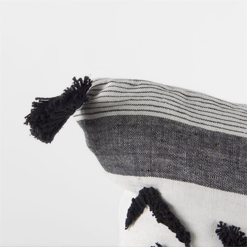 Mercana Kimia Fabric Herringbone Decorative Pillow Cover in White/Black