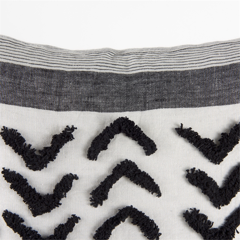 Mercana Kimia Fabric Herringbone Decorative Pillow Cover in White/Black