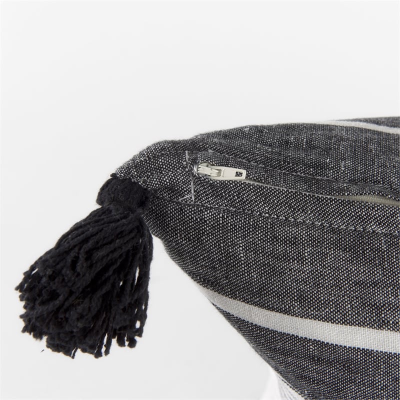 Mercana Kimia Fabric Herringbone Decorative Pillow Cover in White/Black