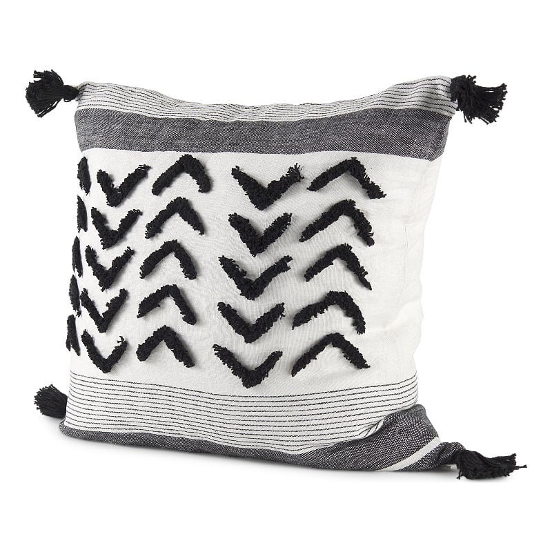 Mercana Kimia Fabric Herringbone Decorative Pillow Cover in White/Black