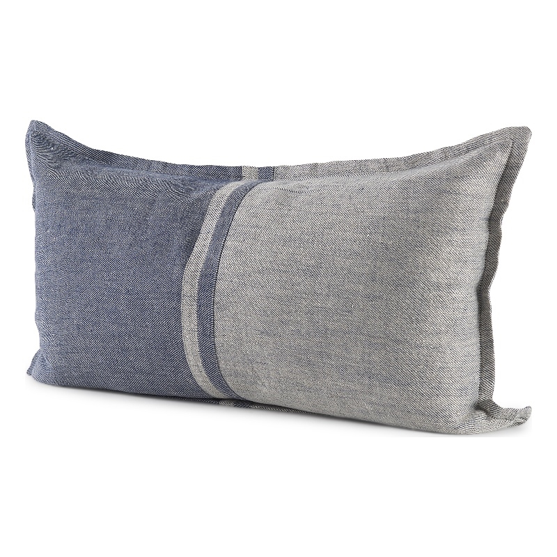 Mercana Aubrielle Gray And Blue Fabric Color Blocked Decorative Pillow Cover