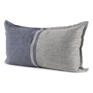 Mercana Aubrielle Gray And Blue Fabric Color Blocked Decorative Pillow Cover