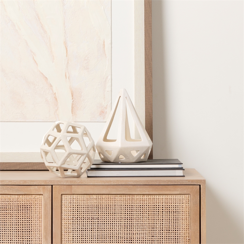 Mercana Hood 7.7L X 7.7W X 9.4H White Geometric Ceramic Object