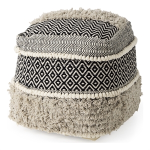 Mercana Darika 16.0L X 16.0W X 16.0H Black/White/Gray Cotton Pouf