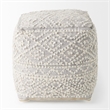 Mercana Farida 6.0L X 16.0W X 16.0H Light Gray Wool And Polyester Patterned Pouf