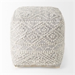 Mercana Farida 6.0L X 16.0W X 16.0H Light Gray Wool And Polyester Patterned Pouf