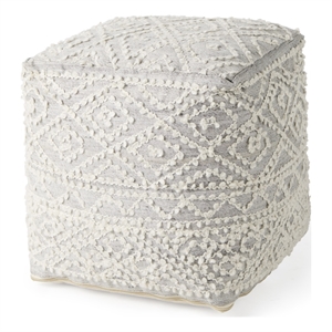 Mercana Farida 6.0L X 16.0W X 16.0H Light Gray Wool And Polyester Patterned Pouf