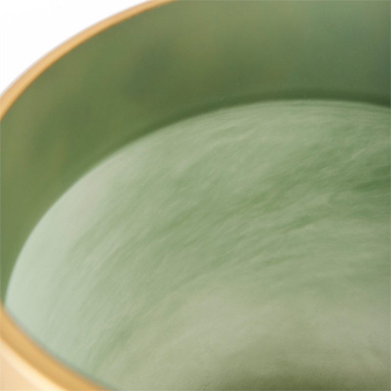 Mercana Minty 9.9L X 9.9W X 9.6H Green Glass Vase W/Matte Gold Metal Neck Cuff