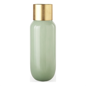 Mercana Minty 5.7L X 5.7W X 16.8H Green Glass Vase W/Matte Gold Metal Neck Cuff