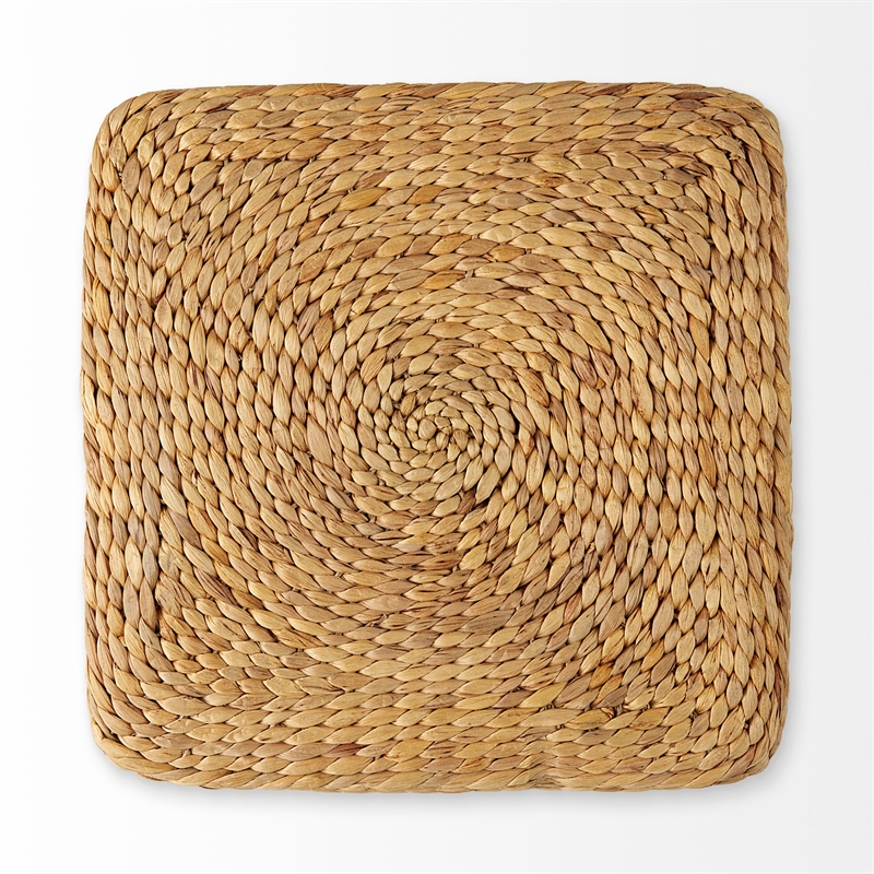 Mercana Maya Light Brown W/Medium Brown Stripes Seagrass Square Pouf