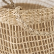 Mercana Nova Light Brown Seagrass Woven Round Basket W/ Long Handle in Set Of 2