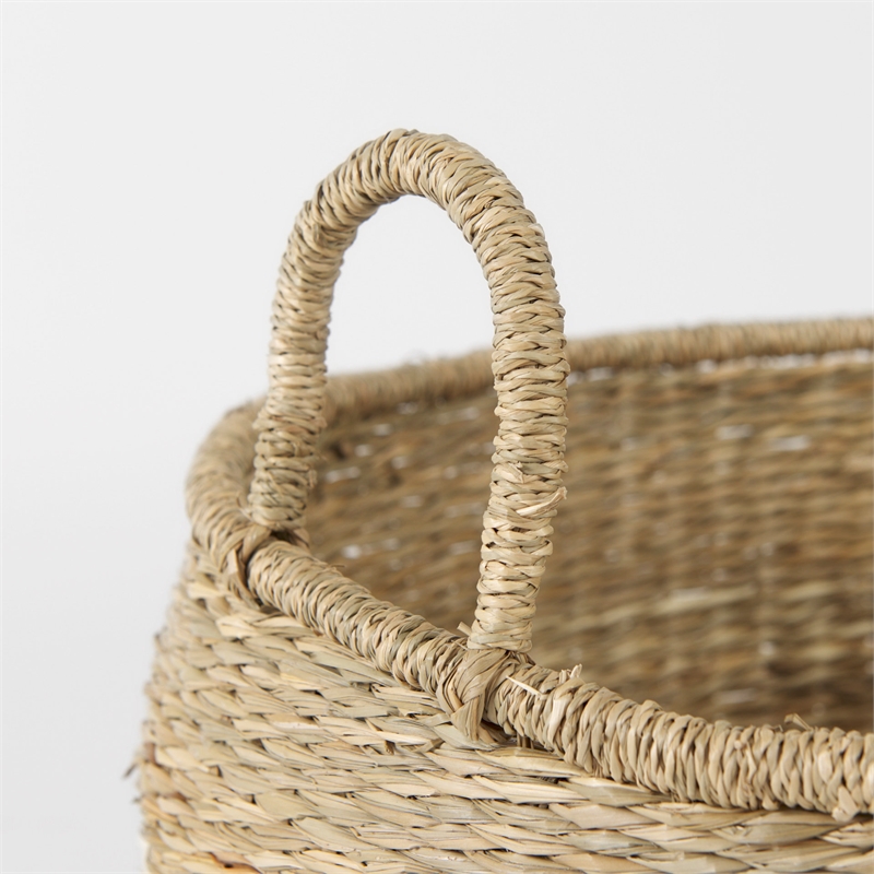 Mercana Bradley Light Brown W/Striped Seagrass Basket W/ Handles in Set Of 2