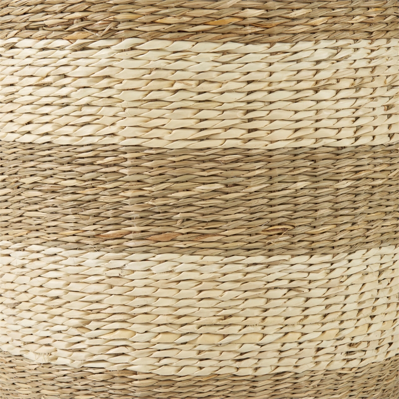 Mercana Bradley Light Brown W/Striped Seagrass Basket W/ Handles in Set Of 2