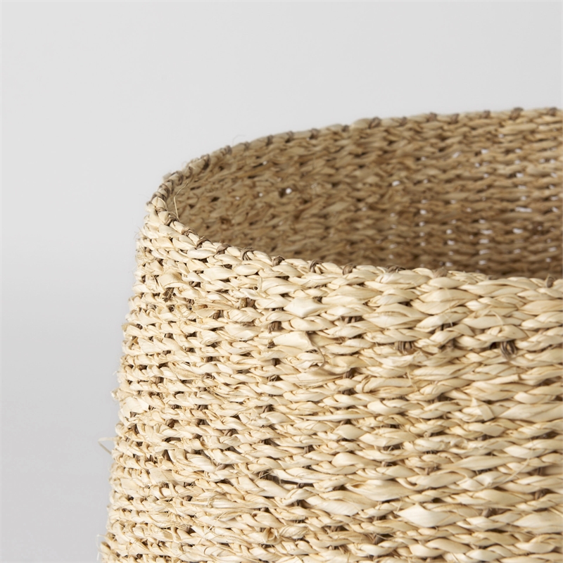 Mercana Sivannah Light And Medium Brown Striped Seagrass Round Basket (Set Of 3)