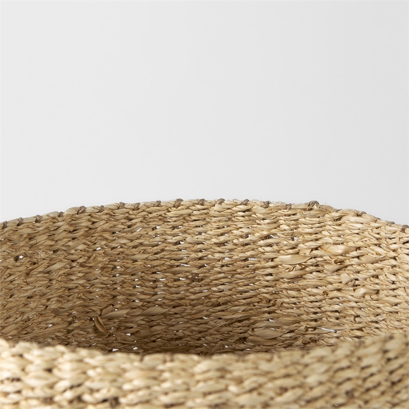 Mercana Sivannah Light And Medium Brown Striped Seagrass Round Basket (Set Of 3)