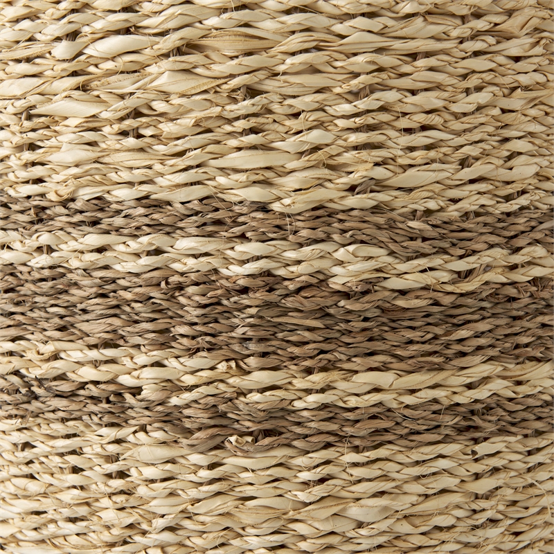 Mercana Sivannah Light And Medium Brown Striped Seagrass Round Basket (Set Of 3)