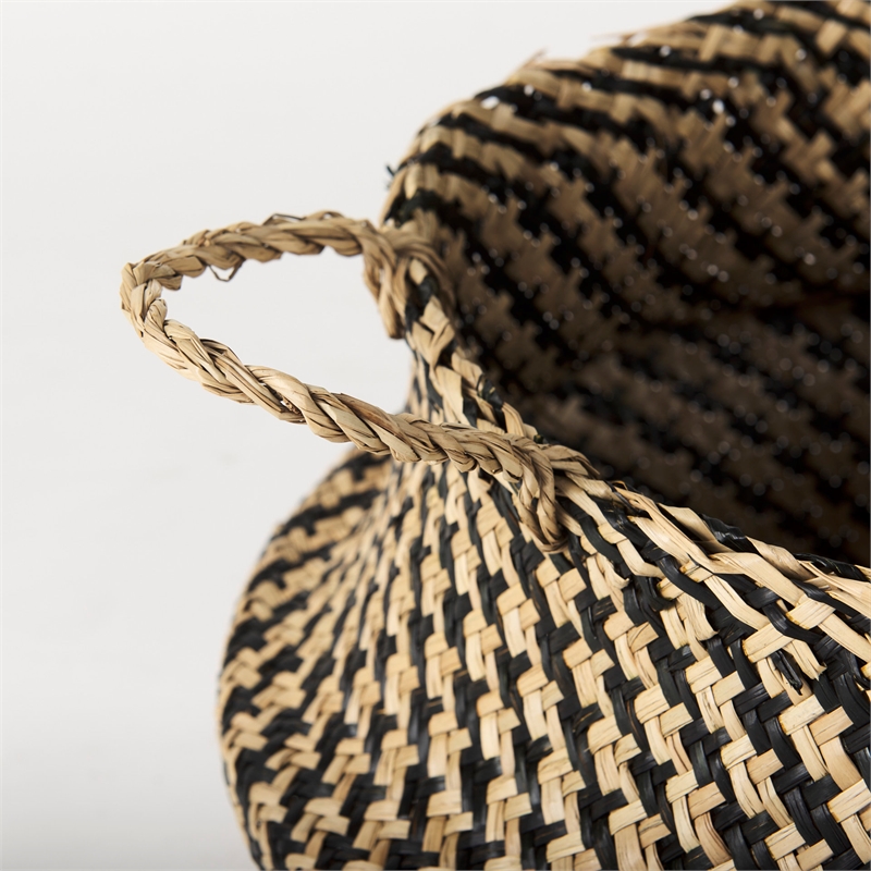 Mercana Gaia Light/Dark Brown Cross Patterend Belly Seagrass Basket in Set Of 3