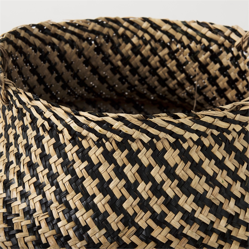 Mercana Gaia Light/Dark Brown Cross Patterend Belly Seagrass Basket in Set Of 3