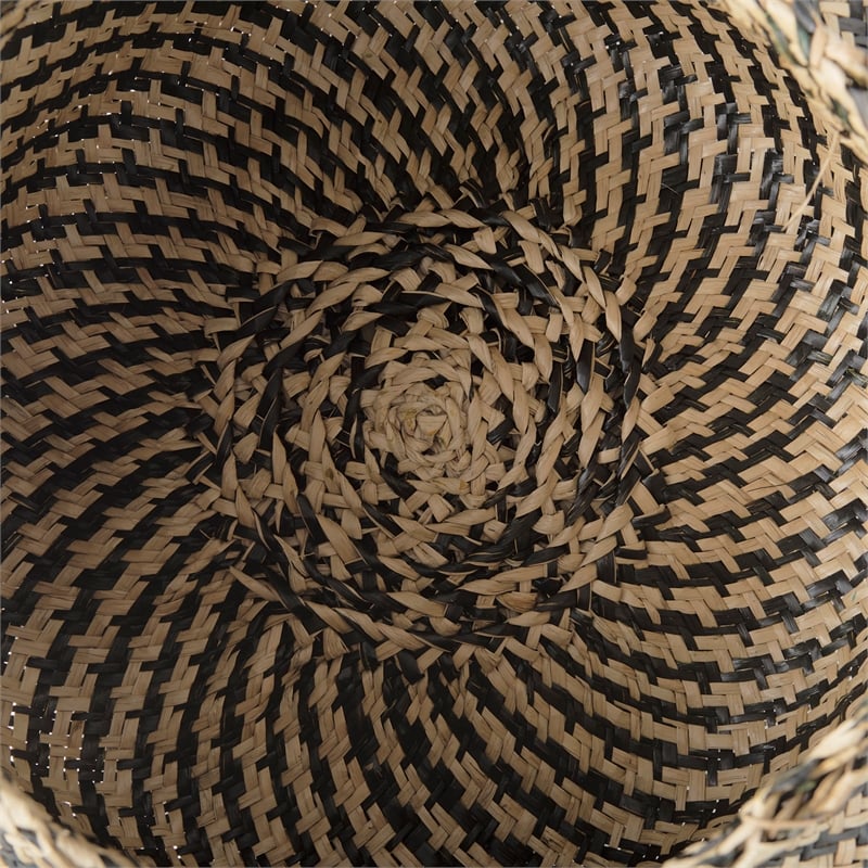 Mercana Gaia Light/Dark Brown Cross Patterend Belly Seagrass Basket in Set Of 3