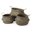 Mercana Gaia Light/Dark Brown Cross Patterend Belly Seagrass Basket in Set Of 3