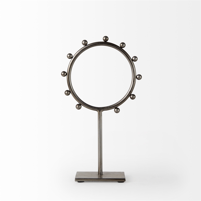 Mercana Elio 7.5L X 3.0W X 13.2H Small Studded Hoop Object in Gunmetal
