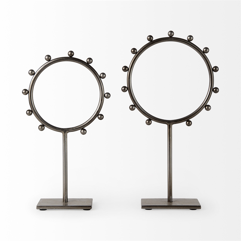 Mercana Elio 7.5L X 3.0W X 13.2H Small Studded Hoop Object in Gunmetal