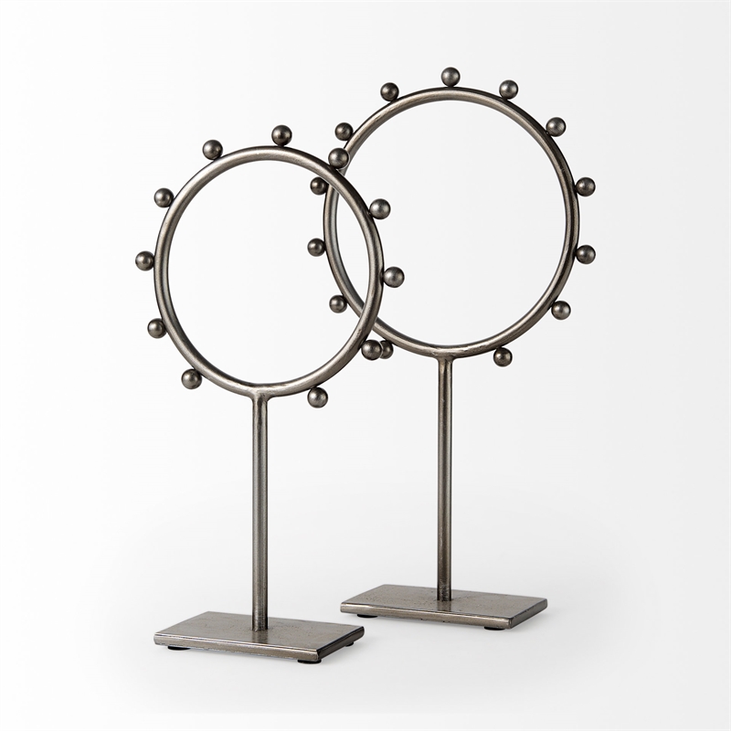 Mercana Elio 7.5L X 3.0W X 13.2H Small Studded Hoop Object in Gunmetal