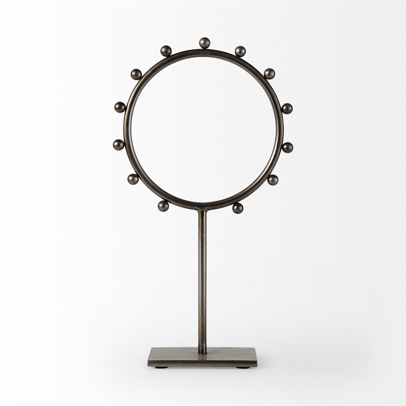 Mercana Elio 8.3L X 3.0W X 15.0H Large Studded Hoop Object in Gunmetal