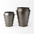 Mercana Elio 12.2H Large Gun Metal Gray Metal W/Studs Vase