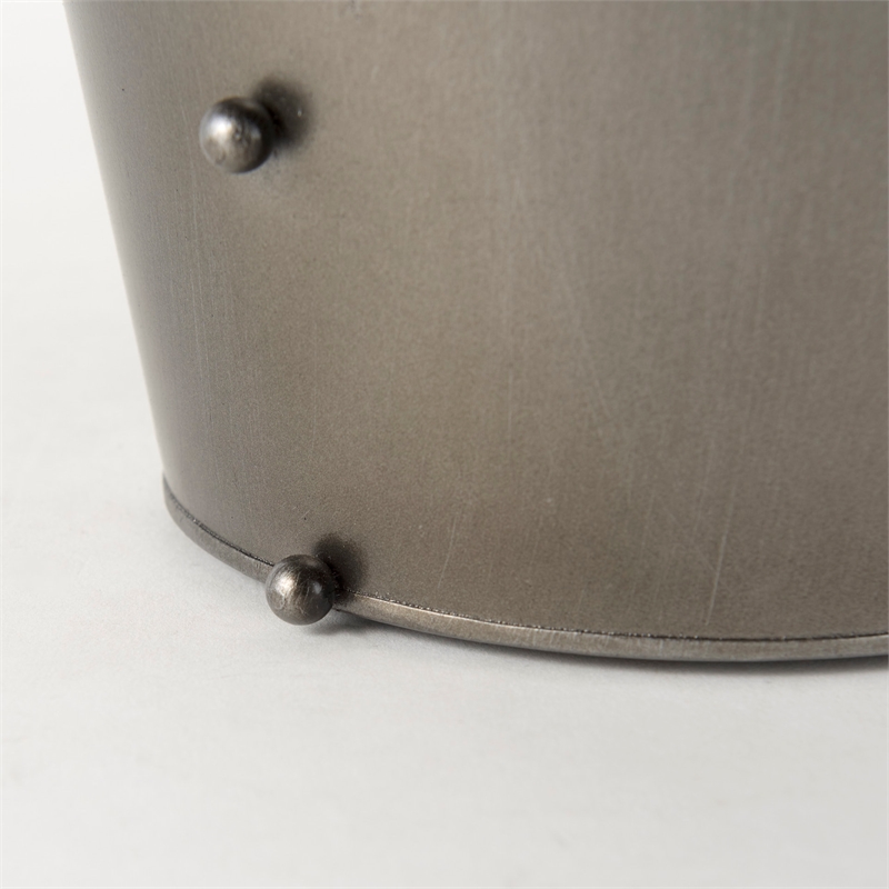 Mercana Elio 12.2H Large Gun Metal Gray Metal W/Studs Vase
