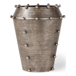 Mercana Elio 9.1H Small Champagne Metal W/Studs Vase in Sage