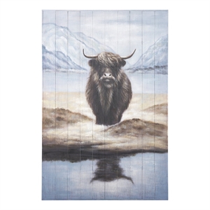 Mercana Wild Ox Painting On Wood in Brown