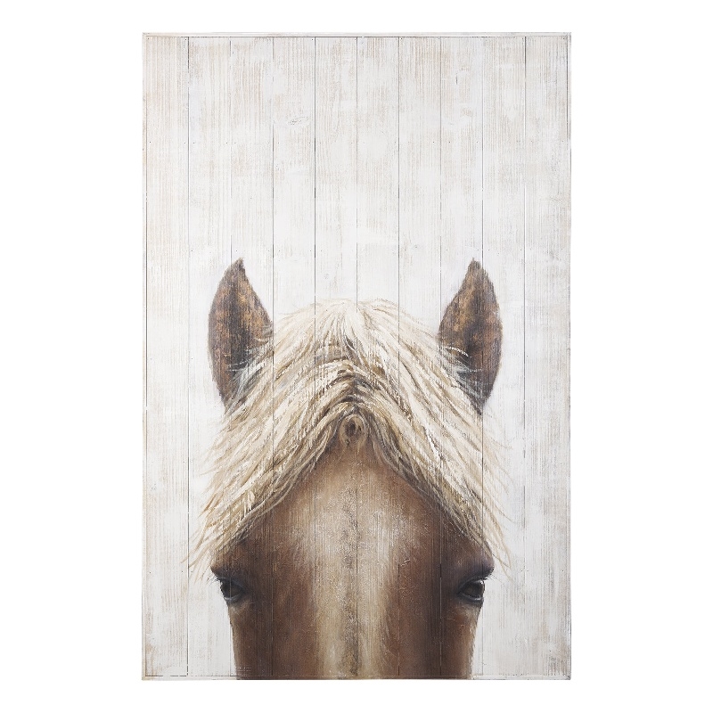 Mercana Horse Fringe Painting On Wood in Blue