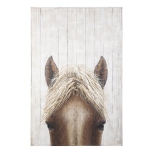 Mercana Horse Fringe Painting On Wood in Blue