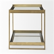 Mercana Furniture Trey Metal with Glass Accent Table in Antique Gold