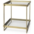 Mercana Furniture Trey Metal with Glass Accent Table in Antique Gold