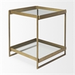 Mercana Furniture Trey Metal with Glass Accent Table in Antique Gold