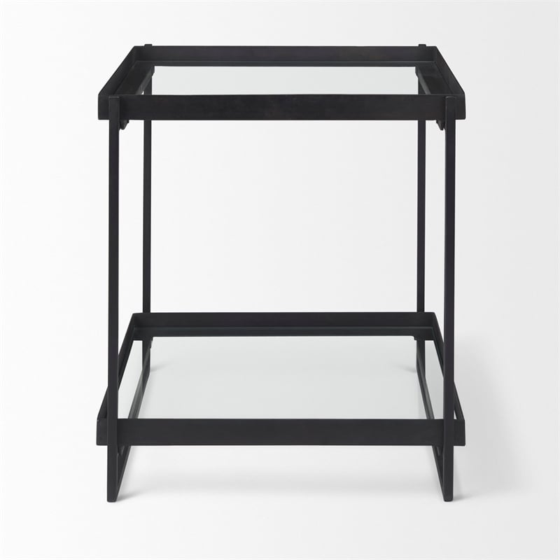 Mercana Trey Black Metal W/Glass Accent Table